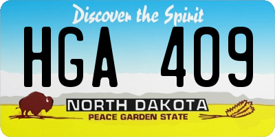 ND license plate HGA409