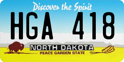 ND license plate HGA418