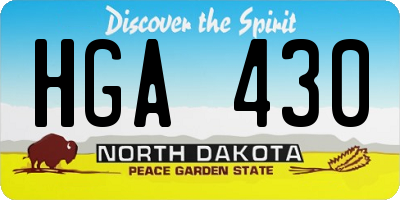 ND license plate HGA430
