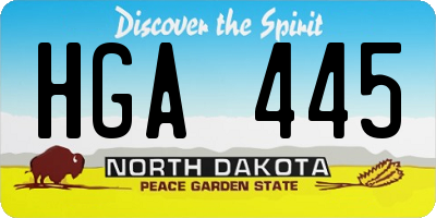 ND license plate HGA445