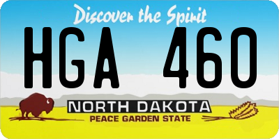 ND license plate HGA460