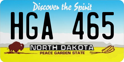 ND license plate HGA465