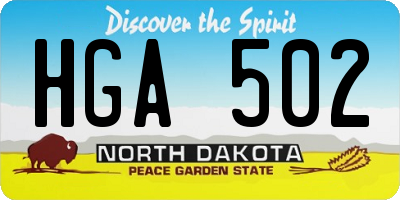 ND license plate HGA502