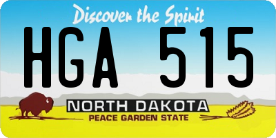 ND license plate HGA515