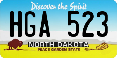 ND license plate HGA523