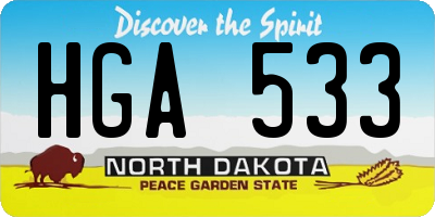 ND license plate HGA533