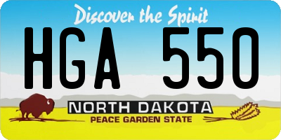 ND license plate HGA550