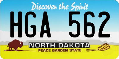 ND license plate HGA562