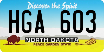 ND license plate HGA603