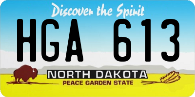 ND license plate HGA613