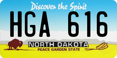 ND license plate HGA616