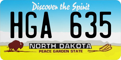 ND license plate HGA635
