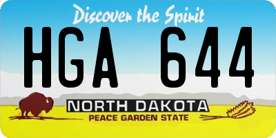 ND license plate HGA644