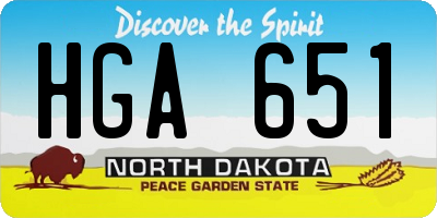 ND license plate HGA651