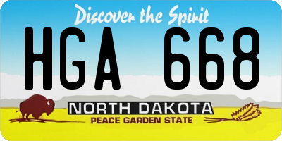 ND license plate HGA668