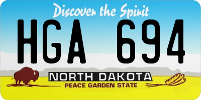 ND license plate HGA694