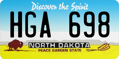 ND license plate HGA698