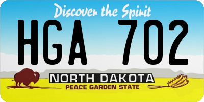 ND license plate HGA702
