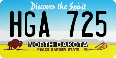 ND license plate HGA725