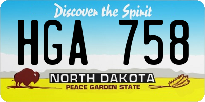 ND license plate HGA758