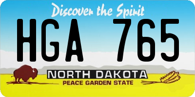 ND license plate HGA765