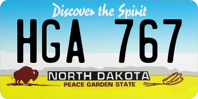 ND license plate HGA767