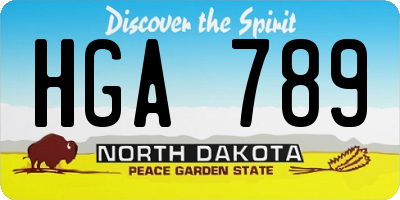 ND license plate HGA789