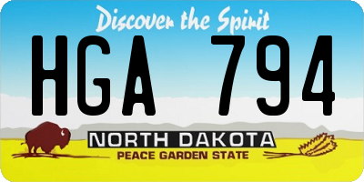 ND license plate HGA794