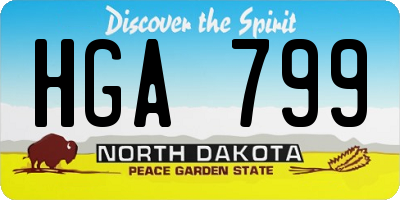 ND license plate HGA799