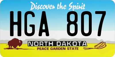 ND license plate HGA807