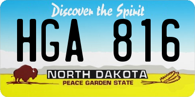 ND license plate HGA816