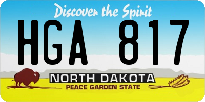 ND license plate HGA817