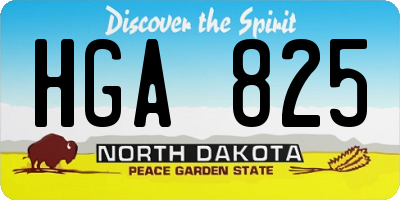 ND license plate HGA825