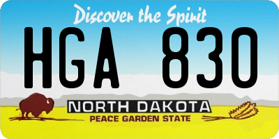 ND license plate HGA830