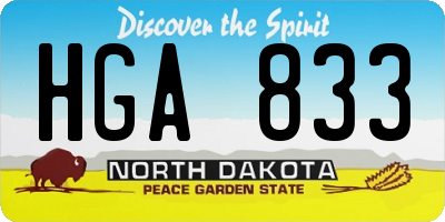 ND license plate HGA833
