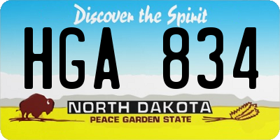 ND license plate HGA834