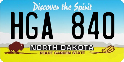 ND license plate HGA840