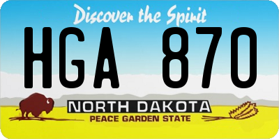 ND license plate HGA870