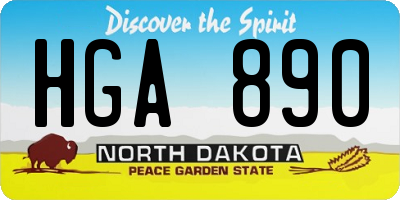 ND license plate HGA890