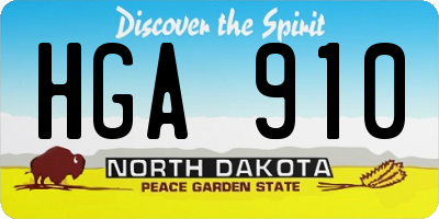 ND license plate HGA910