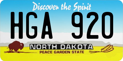 ND license plate HGA920