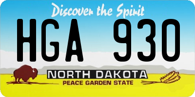 ND license plate HGA930