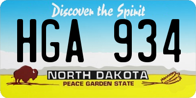 ND license plate HGA934