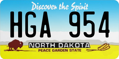 ND license plate HGA954