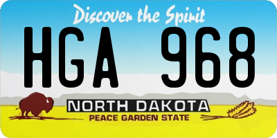 ND license plate HGA968