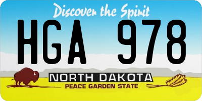 ND license plate HGA978