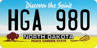 ND license plate HGA980