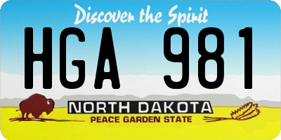 ND license plate HGA981