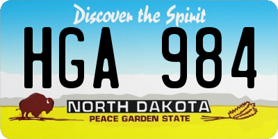 ND license plate HGA984