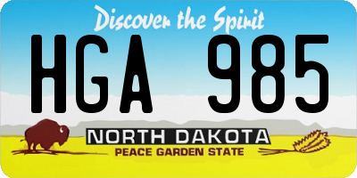 ND license plate HGA985